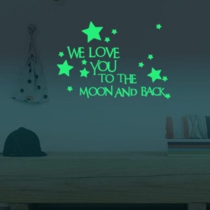 Moon and stars glowing wall sticker