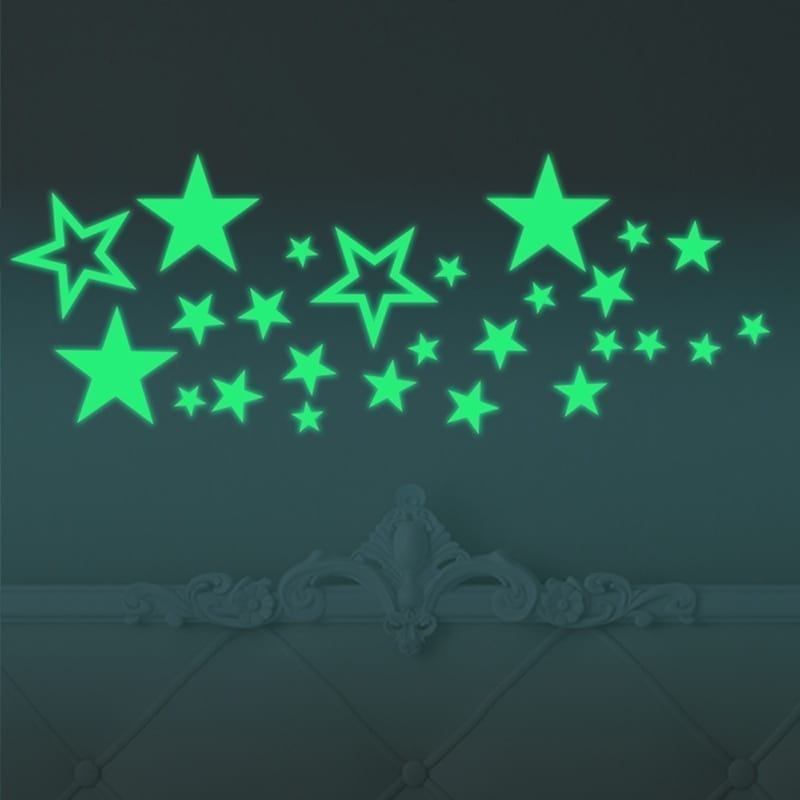 Moon and stars glowing wall sticker