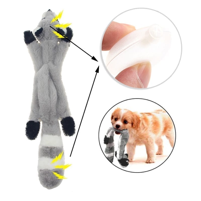 A pig toy shouts at a click to play for a dog