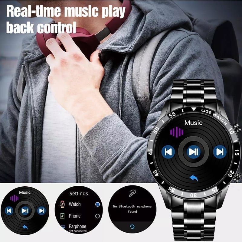 Sporty lige smart watch for men, waterproof