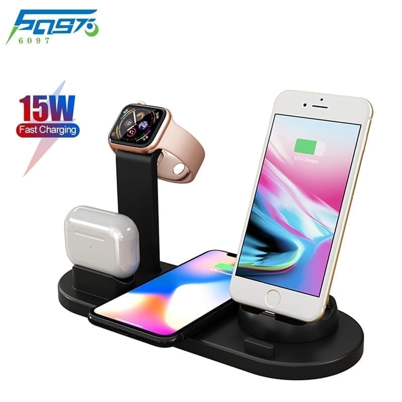 Wireless charging station 4 positions for cellphone and smartwatch