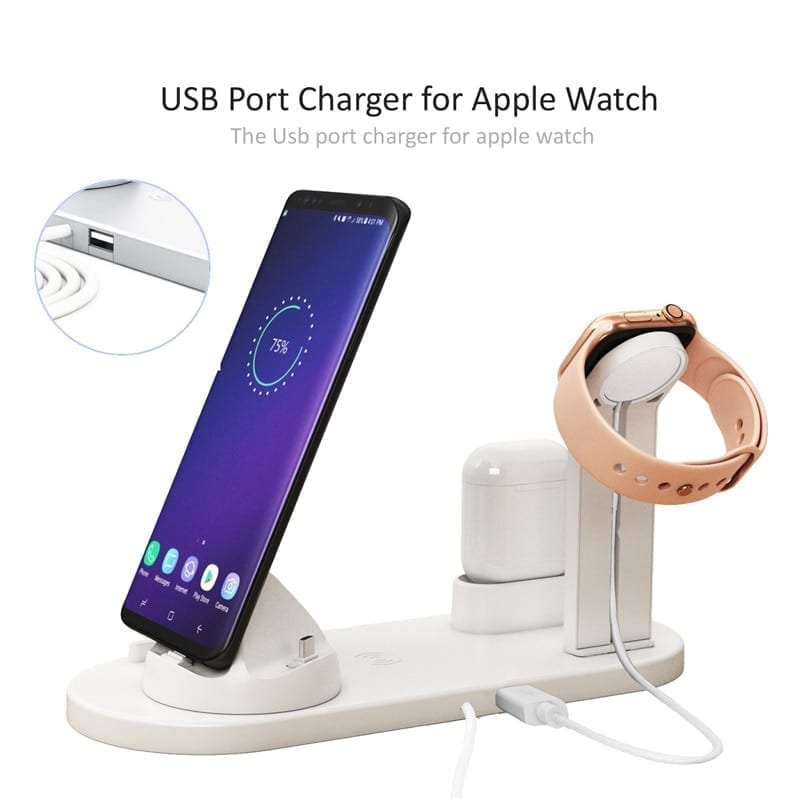 Wireless charging station 4 positions for cellphone and smartwatch
