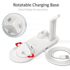 Wireless charging station 4 positions for cellphone and smartwatch