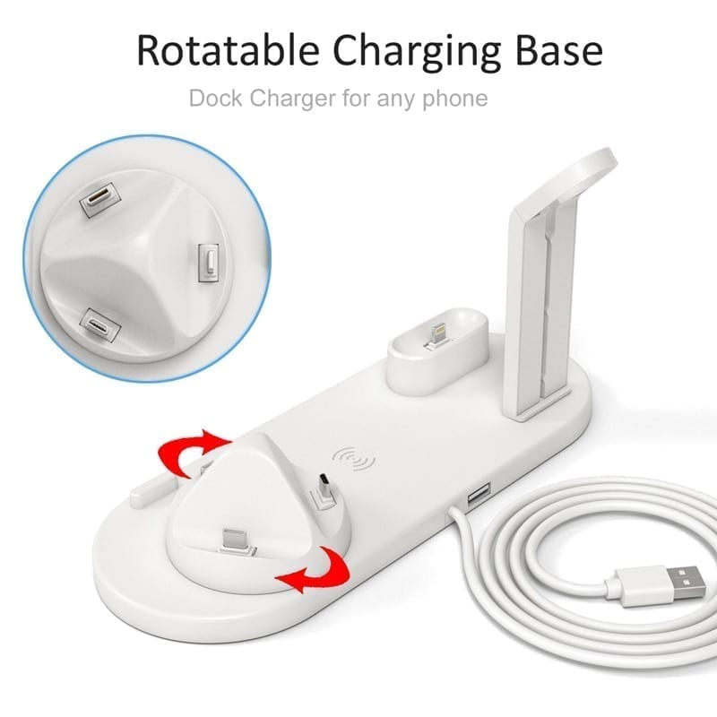 Wireless charging station 4 positions for cellphone and smartwatch