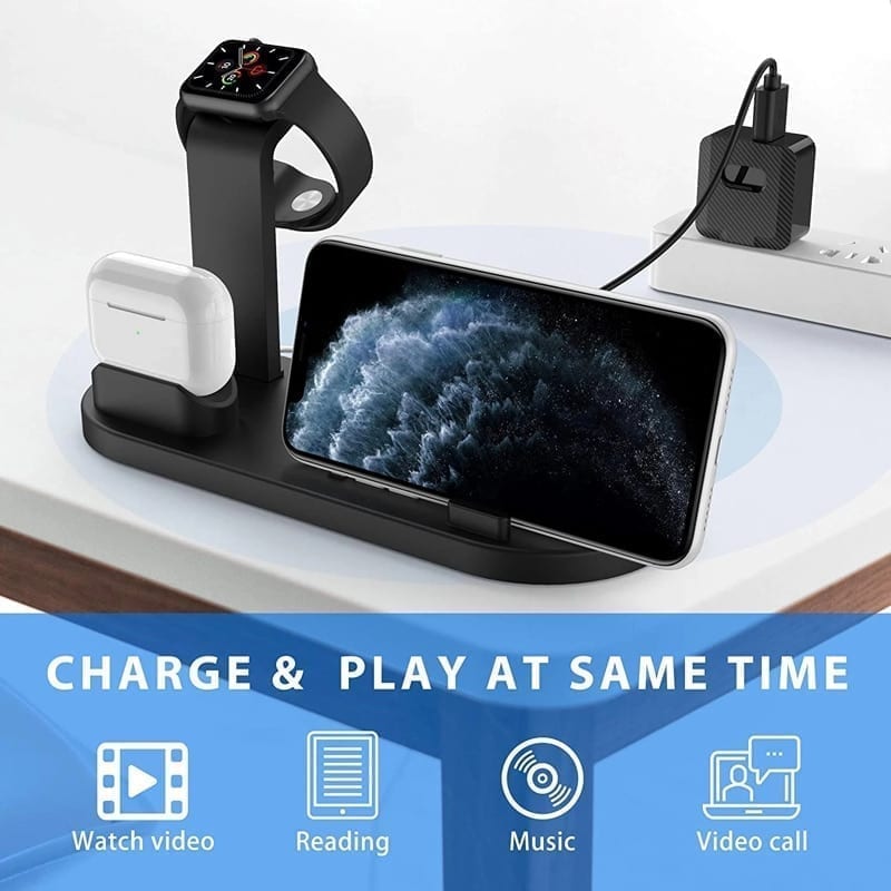 Wireless charging station 4 positions for cellphone and smartwatch