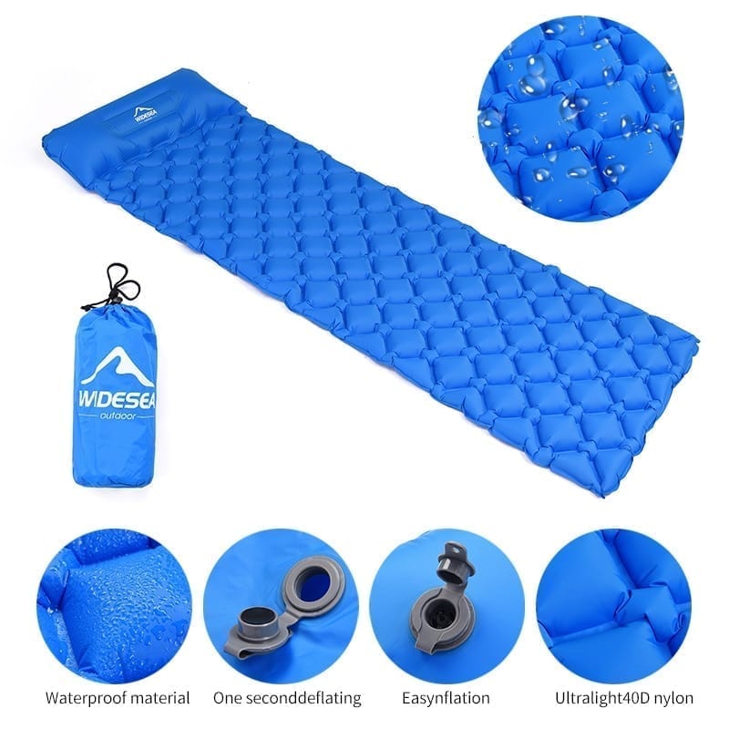 An inflatable sleeping mattress that is easy to carry and operate when needed