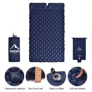 An inflatable double sleeping mattress that is easy to carry and operate when needed