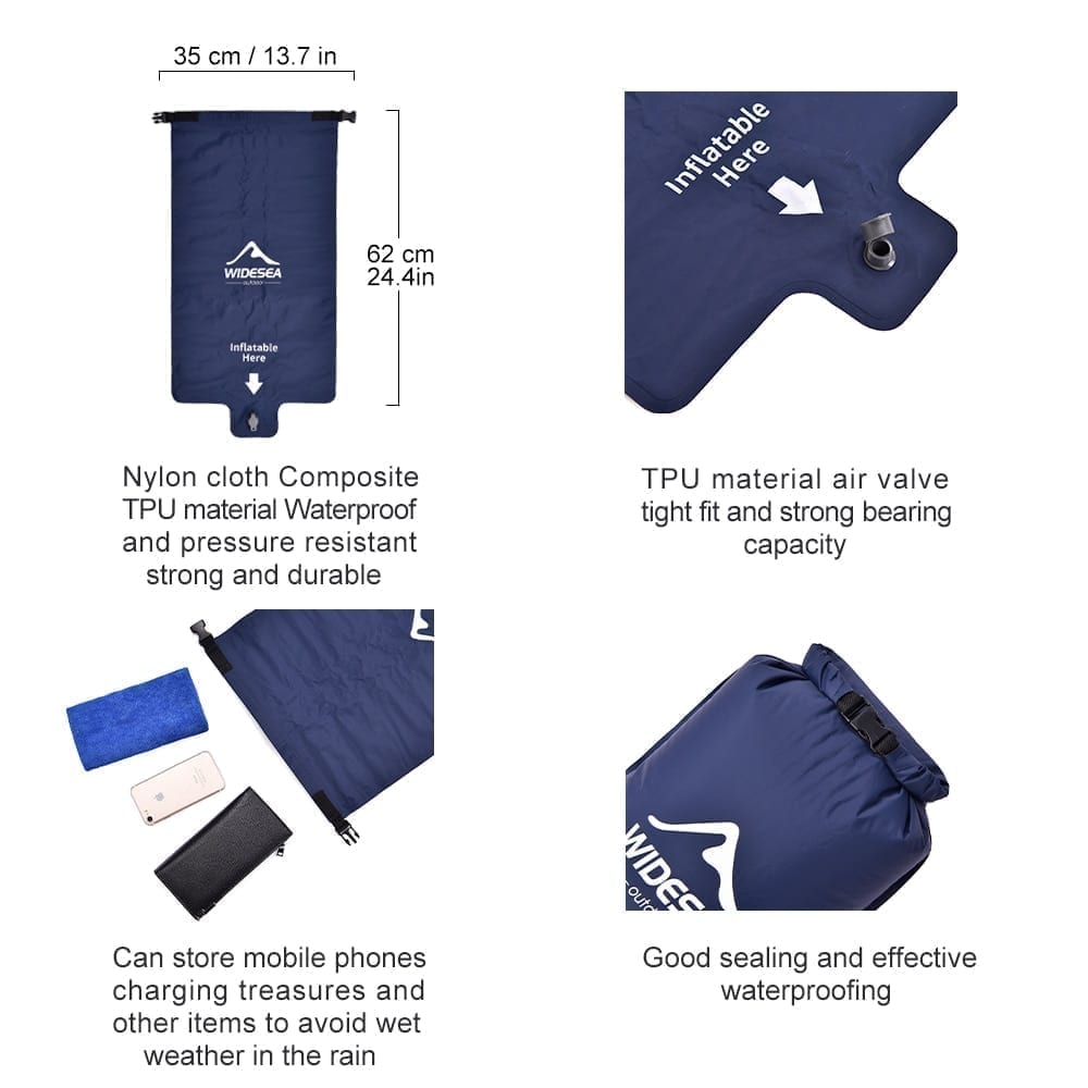 An inflatable double sleeping mattress that is easy to carry and operate when needed