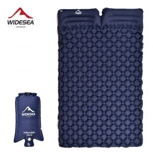 An inflatable double sleeping mattress that is easy to carry and operate when needed