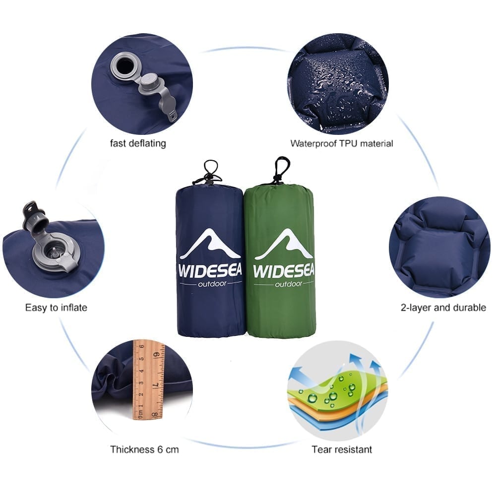 An inflatable double sleeping mattress that is easy to carry and operate when needed