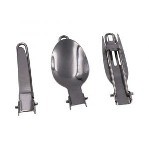A stainless steel fork and folding spoon for perfect mobility
