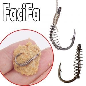 10 or 20 Package of special fishing hooks with a spring for dressing soft organic bait