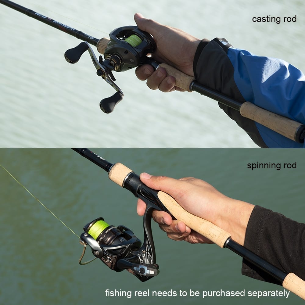Fishing rod in various sizes with fuji rings for shot weights from 5 grams to 120 grams