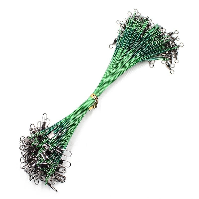 20pcs anti bite steel fishing line with swivel 15cm-50cm