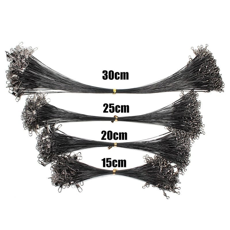 20pcs anti bite steel fishing line with swivel 15cm-50cm