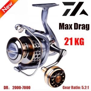 Spinning Reel Max Drag 21KG Spool, Gear 5.2:1 Ratio, High Speed Saltwater
