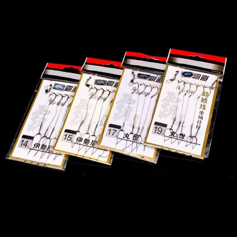 3 sets of fishing hooks japan with snap rolling swivel anti-bite fishing saltwater hooks