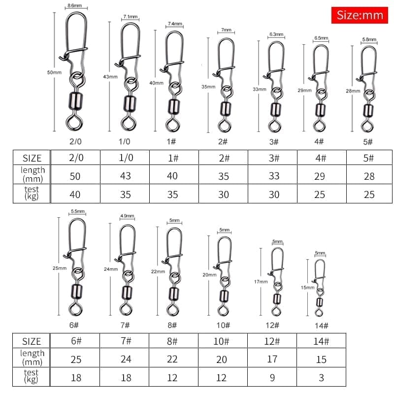 Meredith 50pcs connector pin bearing rolling swivel stainless steel