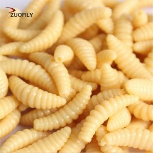 50PCS 2cm 0.3g Maggot Grub Soft Fishing Lure Hooks Smell Worms Glow Fish Lures