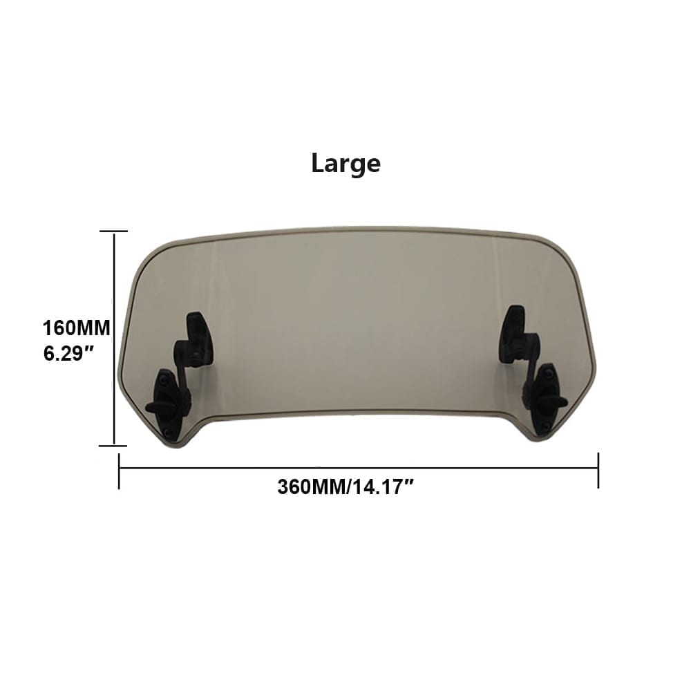 Universal motorcycle windshield extension, adjustable spoiler