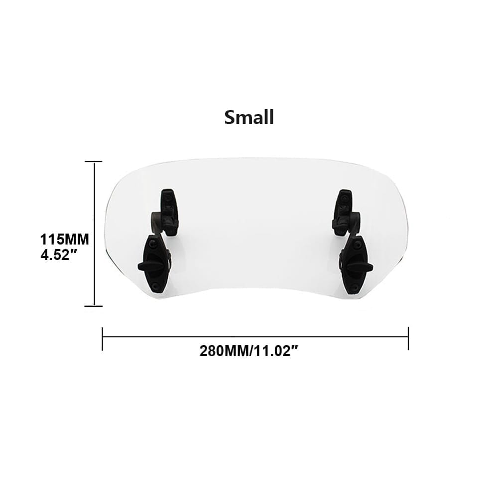 Universal motorcycle windshield extension, adjustable spoiler