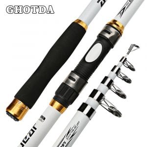 GHOTDA 2.1M -3.6M, Fishing Rod Hard FRP Carbon Fiber Telescopic