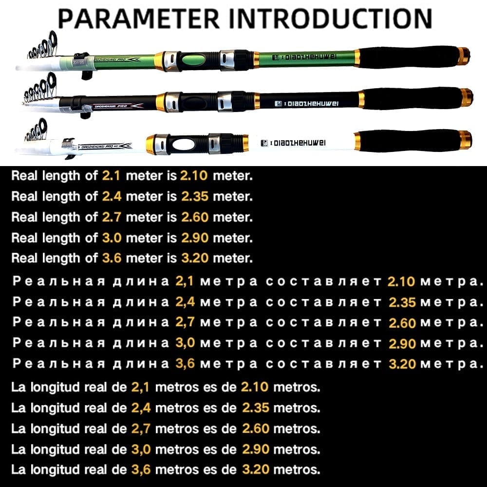Ghotda 2.1m -3.6m, fishing rod hard frp carbon fiber telescopic