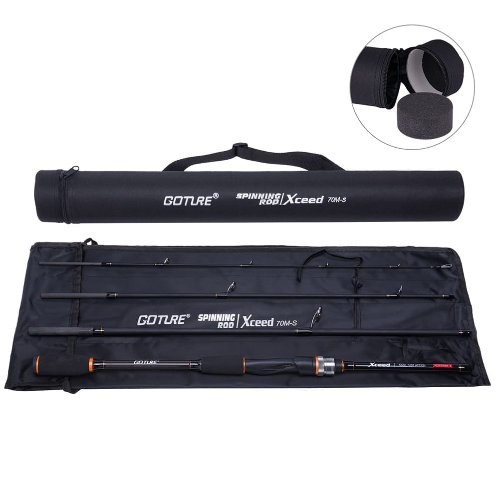 Goture xceed spinning casting carbon, fishing rod 3.0m 2.7m 2.4m 2.1m 1.98m, light, 4 sections, portable bag