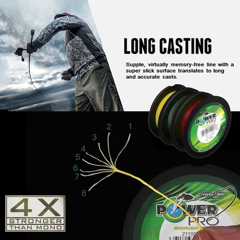 Power pro braided fishing line,diameter:0.23mm-0.43mm,size:20-80lb