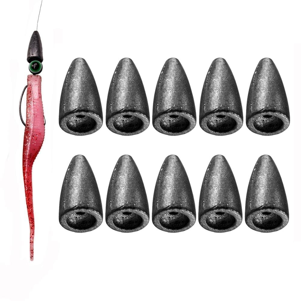 10pcs fishing weight sinkers, 3.5g 5g 7g 10g 14g, bullet lead weight sinkers.