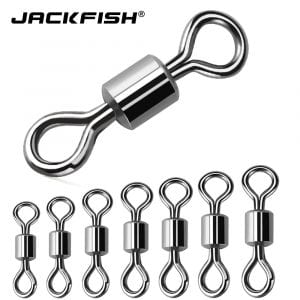 JACKFISH Stainless Steel Fishing Connector, 8-word ring connector, Rolling Swivel, 50Pcs/lot Fishing