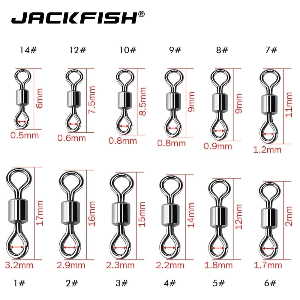 Jackfish stainless steel fishing connector, 8-word ring connector, rolling swivel, 50pcs/lot fishing