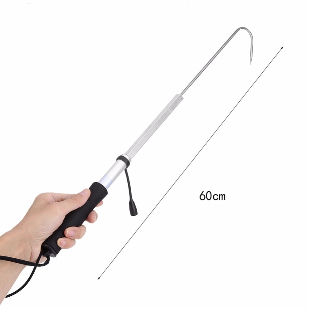 60cm professional telescopic fishing gaff stainless steel, gripper with soft handle