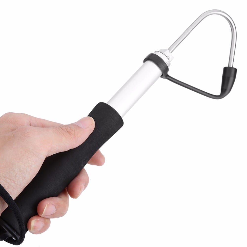 60cm professional telescopic fishing gaff stainless steel, gripper with soft handle