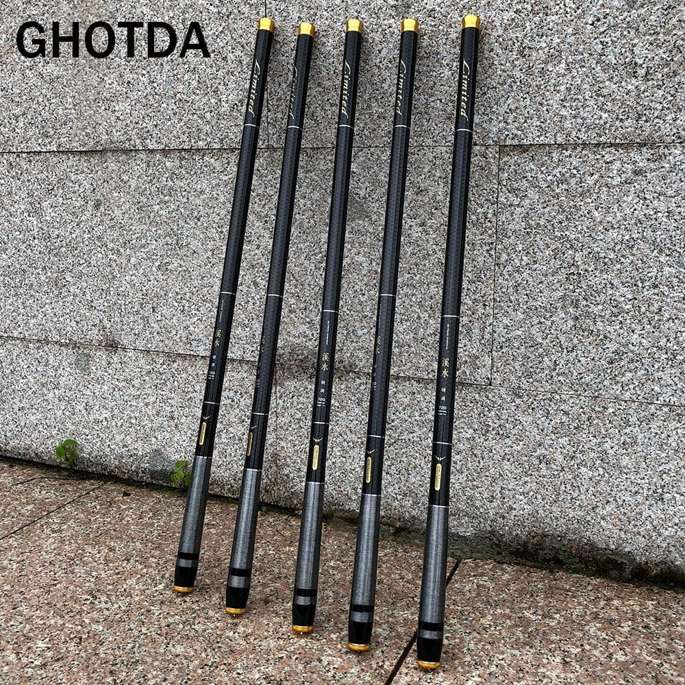 Ghotda 3.6m-7.2m telescopic fishing rod high carbon portable super hard