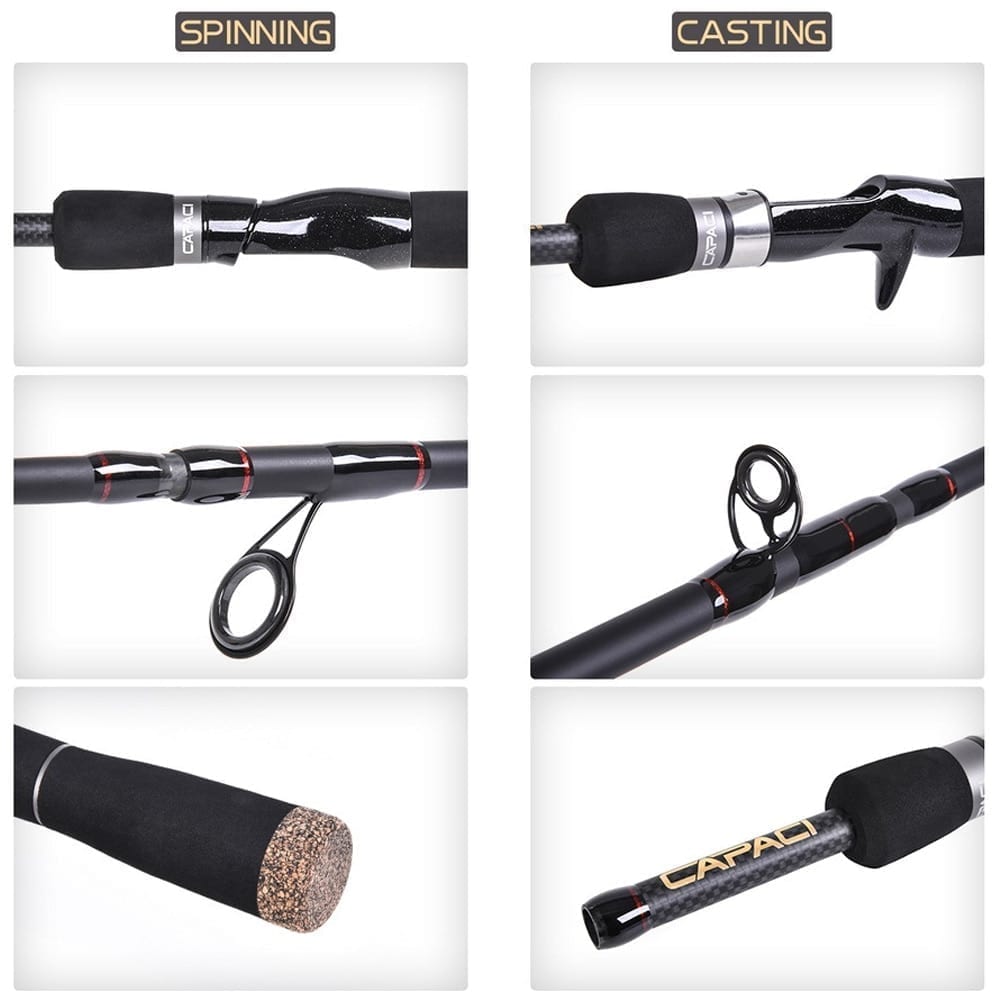 Jof fishing rod lengthened handle, 6 sections, carbon fiber, travel rod, 2.1m-2.7m