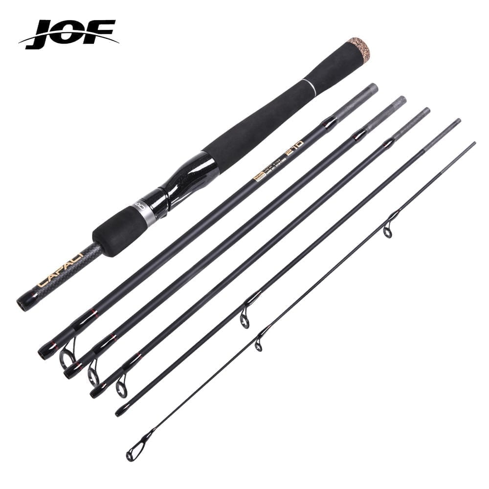 Jof fishing rod lengthened handle, 6 sections, carbon fiber, travel rod, 2.1m-2.7m