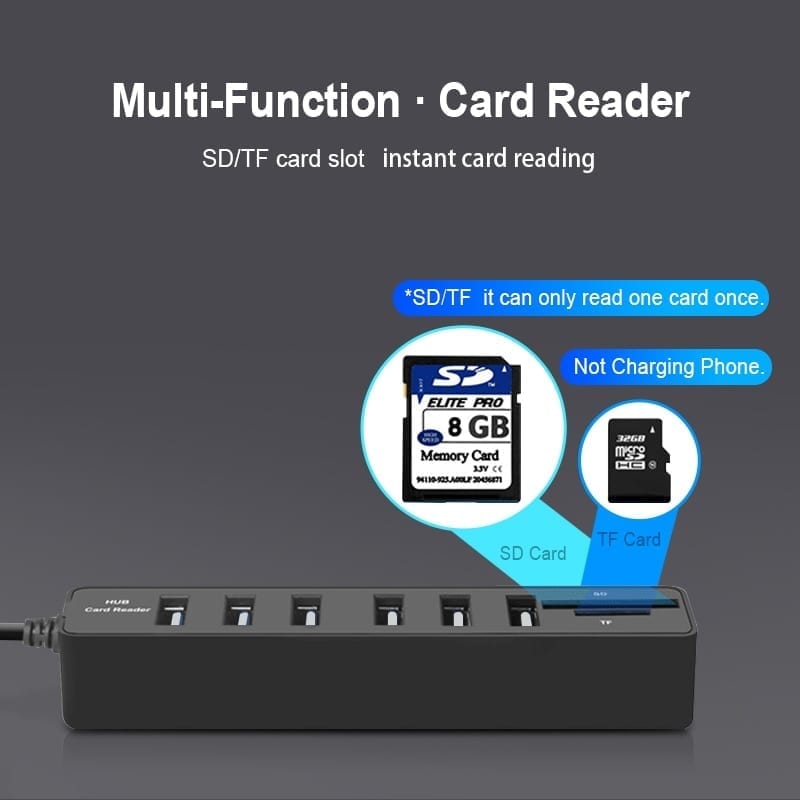 Multi usb 3.0 hub, usb splitter, high speed 3, 6 ports 2.0