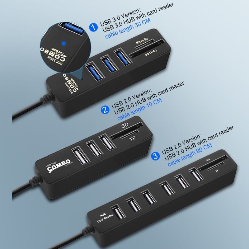 Multi usb 3.0 hub, usb splitter, high speed 3, 6 ports 2.0