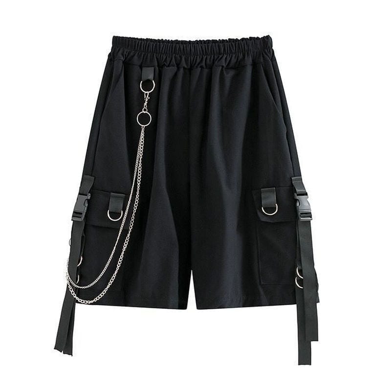 Solid men’s shorts, summer mens beach shorts, ribbons black hip hop streetwear casual male shorts