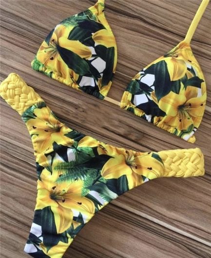 Sexy floral print bikini bandage swimsuit, fashion summer bathers bathing suit ,women two-piece suit