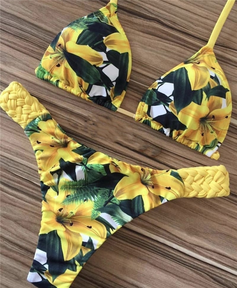 Sexy floral print bikini bandage swimsuit, fashion summer bathers bathing suit ,women two-piece suit