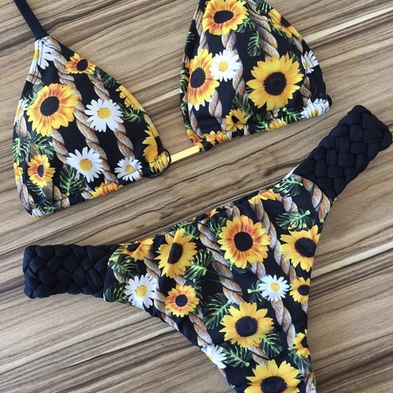 Sexy floral print bikini bandage swimsuit, fashion summer bathers bathing suit ,women two-piece suit