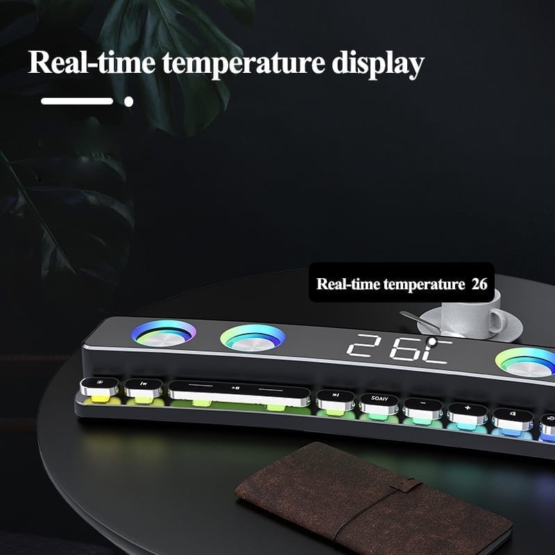 3600mah bluetooth wireless, game speaker soundbar usb, 3d stereo subwoofer includ fm, clock