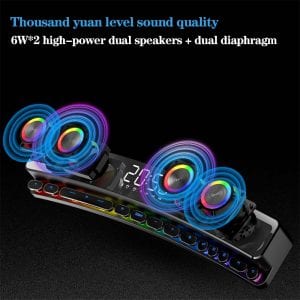 3600mAh Bluetooth Wireless, Game Speaker soundbar USB, 3D Stereo Subwoofer Includ FM, Clock