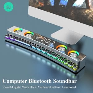 3600mAh Bluetooth Wireless, Game Speaker soundbar USB, 3D Stereo Subwoofer Includ FM, Clock