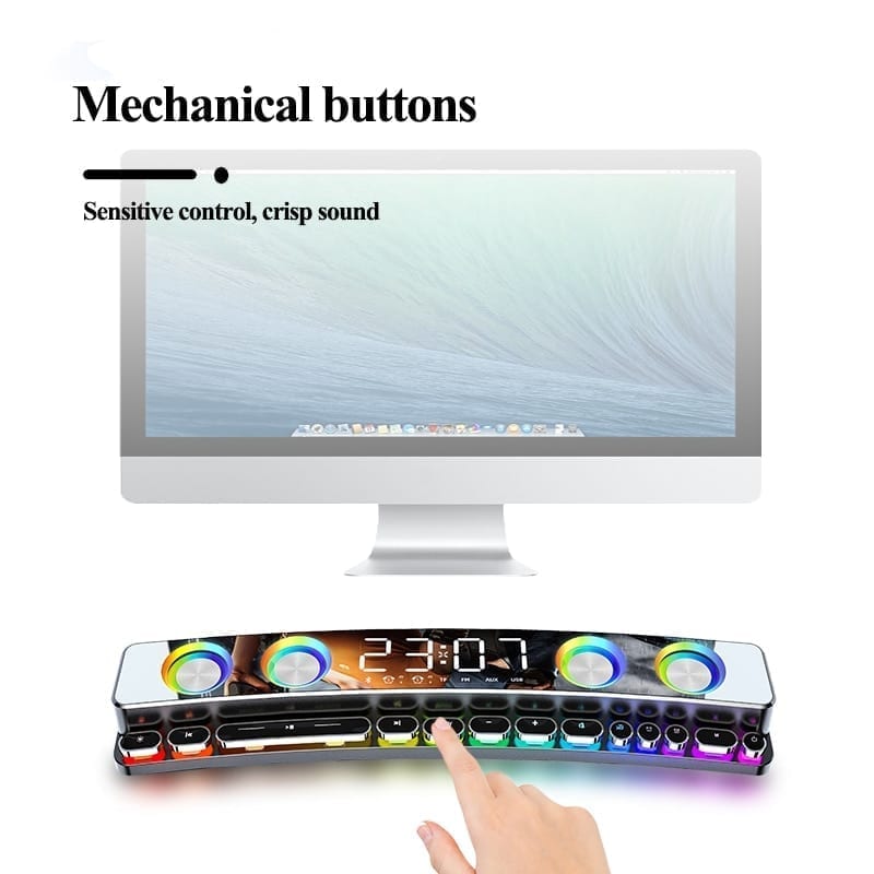 3600mah bluetooth wireless, game speaker soundbar usb, 3d stereo subwoofer includ fm, clock