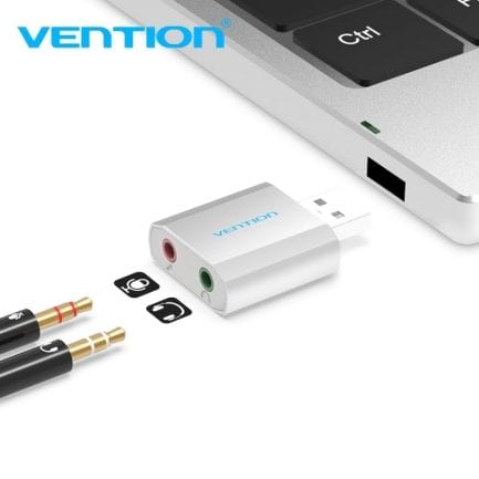 Vention usb sound card, audio interface headphone adapter