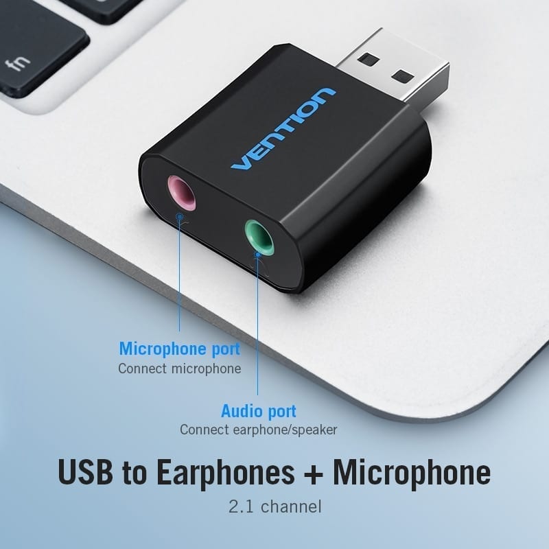 Vention usb sound card, audio interface headphone adapter