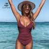 Smooth swimsuit, deep v-neck and removable new monokini plain bra
